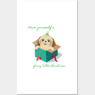 Have Yourself A Furry Little Christmas (Have Yourself A Merry Little Christmas) Christmas Present Dog Posters and Art